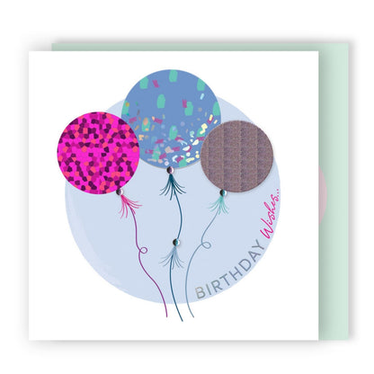 Birthday Wishes Embellished Balloons Hand-Finished Birthday Card
