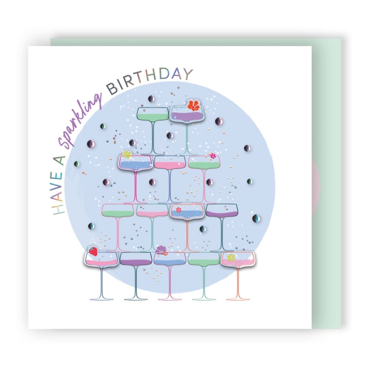 Sparkling Birthday Embellished Champagne Bubbles Hand-Finished Birthday Card