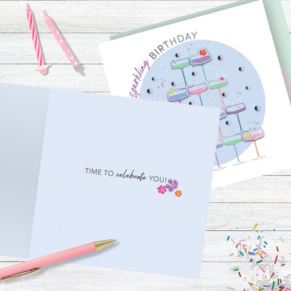 Sparkling Birthday Embellished Champagne Bubbles Hand-Finished Birthday Card