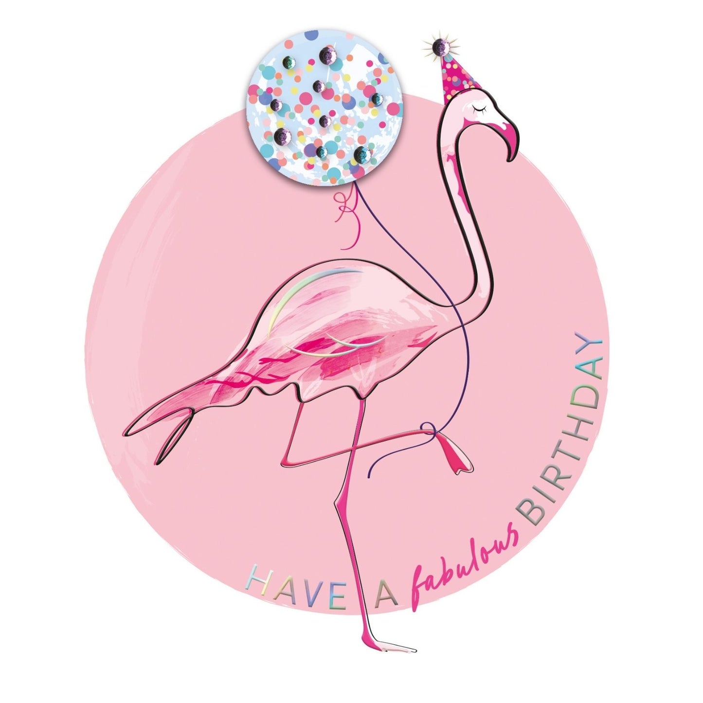 Have A Fabulous Birthday Embellished Flamingo Hand-Finished Birthday Card