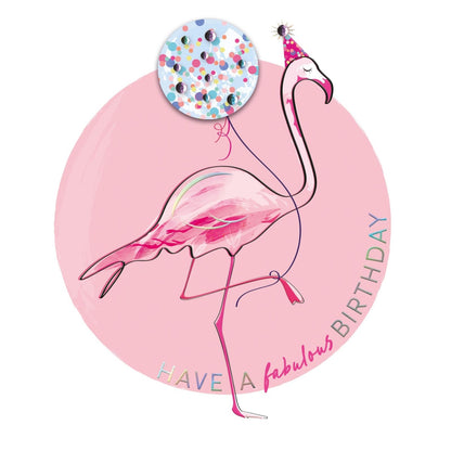 Have A Fabulous Birthday Embellished Flamingo Hand-Finished Birthday Card