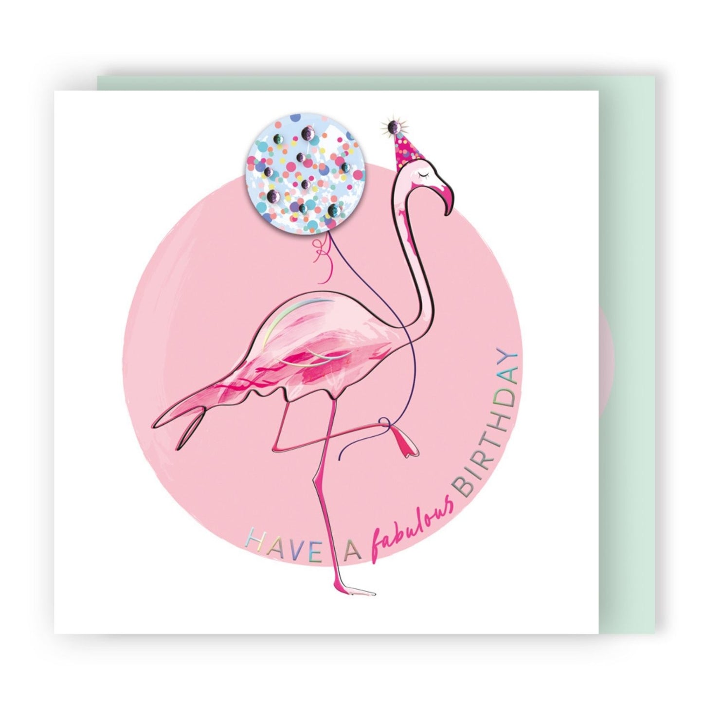 Have A Fabulous Birthday Embellished Flamingo Hand-Finished Birthday Card
