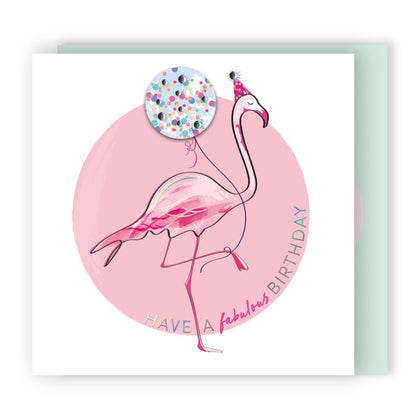 Have A Fabulous Birthday Embellished Flamingo Hand-Finished Birthday Card