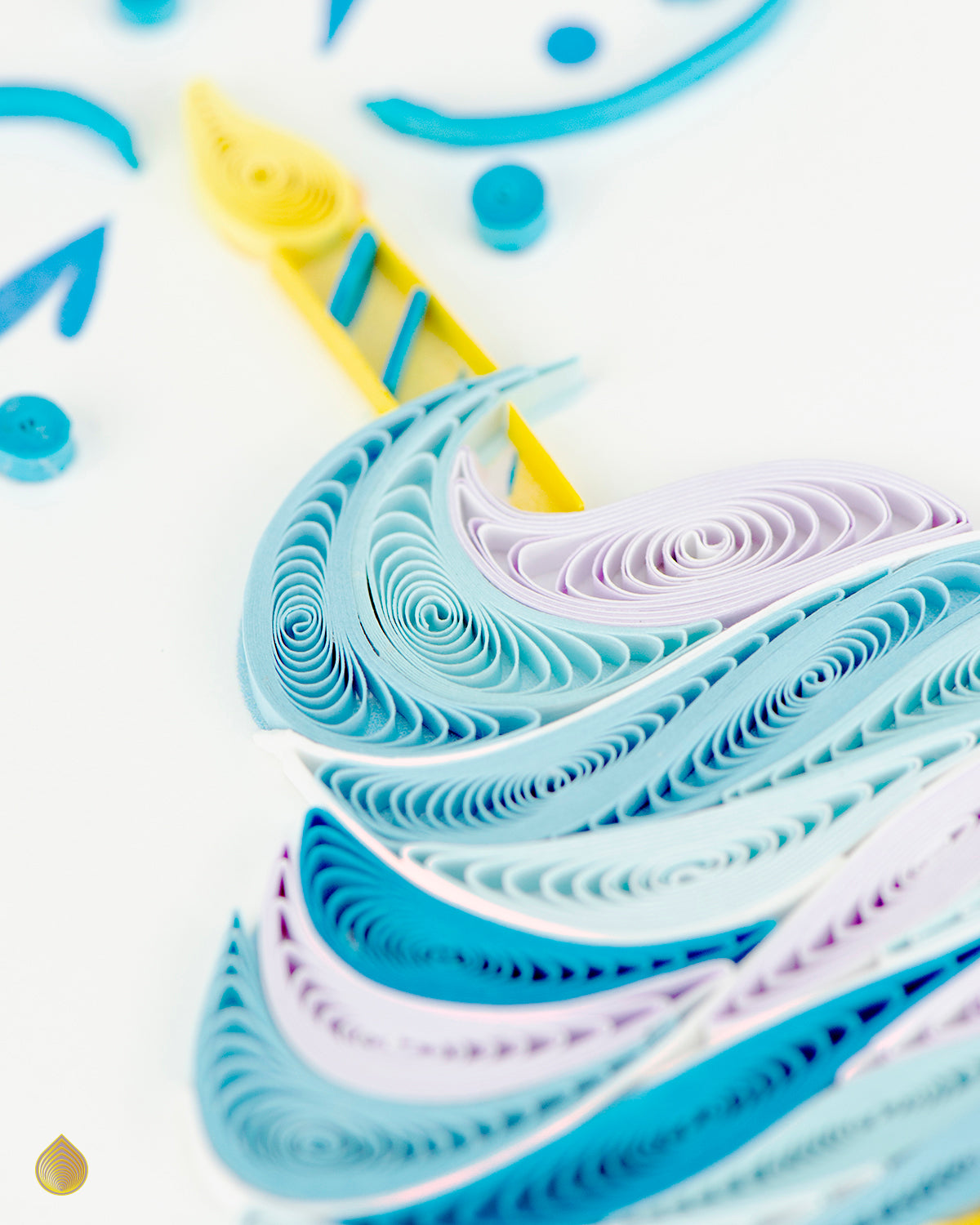 Quilling Blue Cupcake With Candle Make a Wish! Hand-Finished Art Greeting Card