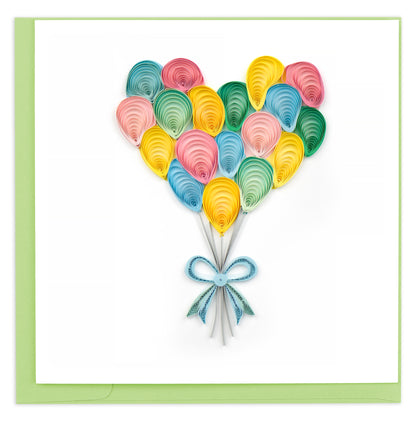 Quilling Colourful Heart Balloons Love Balloons! Hand-Finished Art Greeting Card