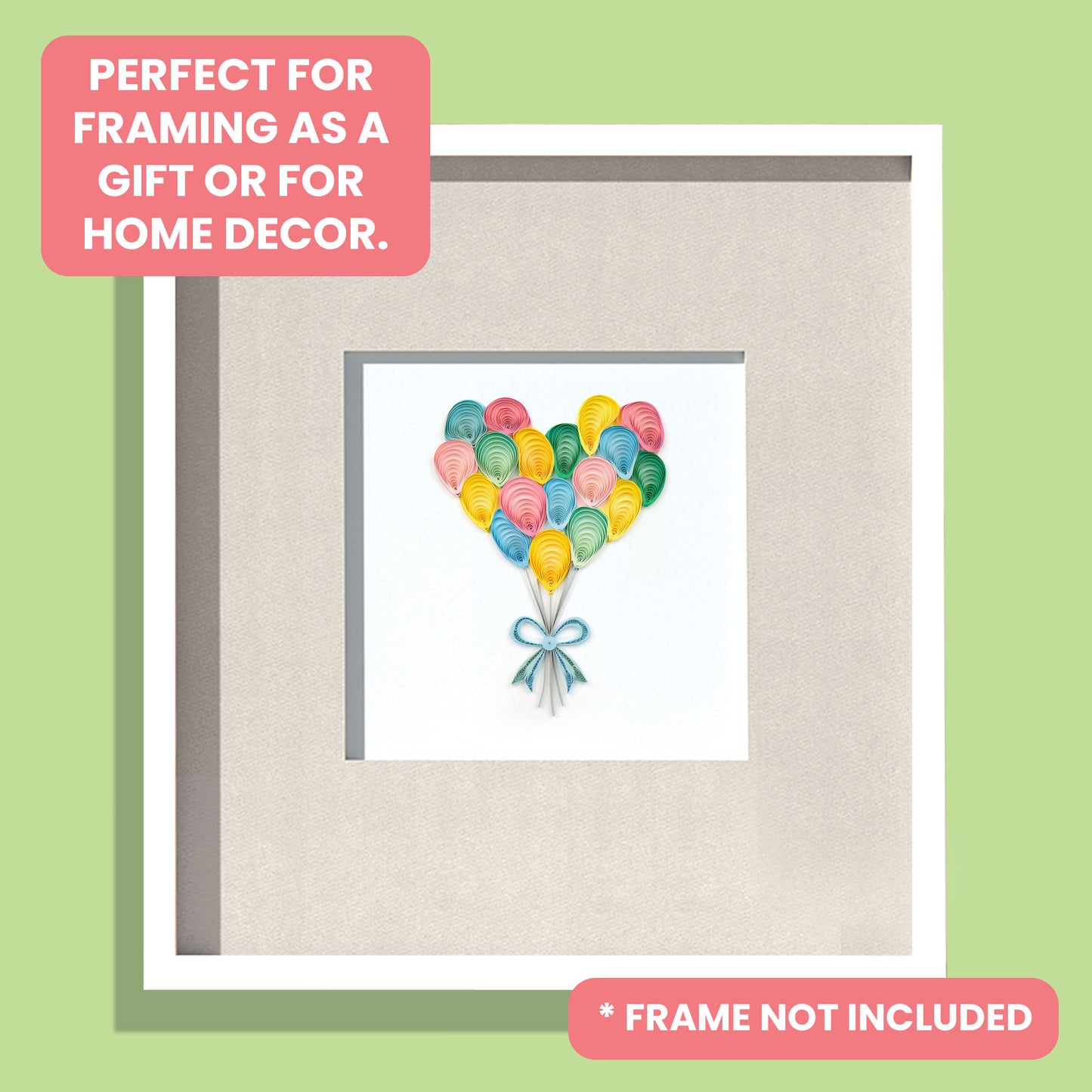 Quilling Colourful Heart Balloons Love Balloons! Hand-Finished Art Greeting Card