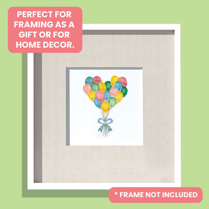 Quilling Colourful Heart Balloons Love Balloons! Hand-Finished Art Greeting Card