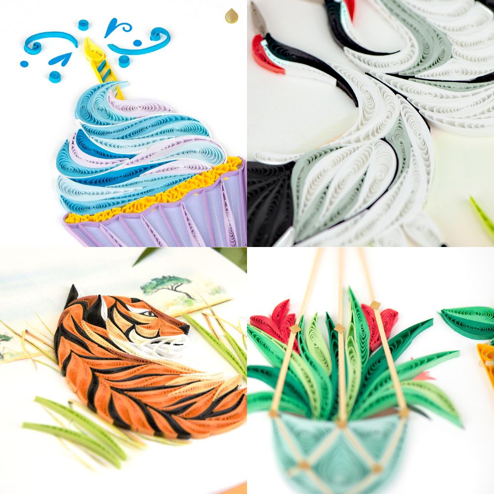 Quilling Colourful Heart Balloons Love Balloons! Hand-Finished Art Greeting Card