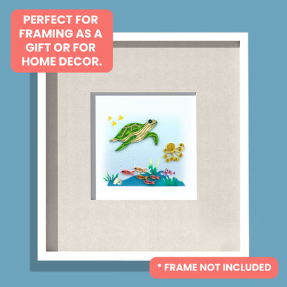Quilling Green Sea Turtle Sea Safari Adventure Hand-Finished Art Greeting Card