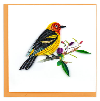 Quilling Western Tanager Bird Tweet-tastic Fun! Hand-Finished Art Greeting Card