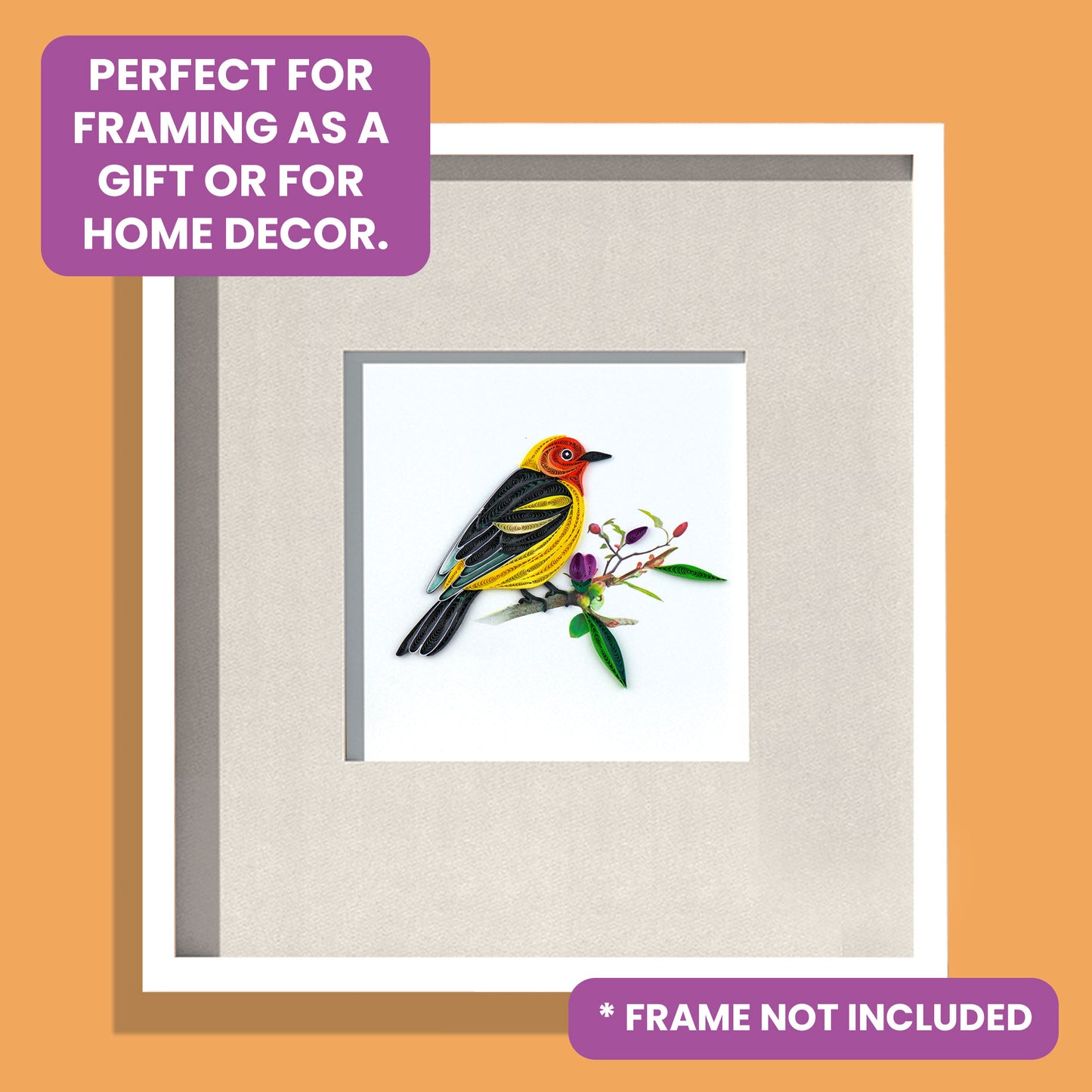 Quilling Western Tanager Bird Tweet-tastic Fun! Hand-Finished Art Greeting Card