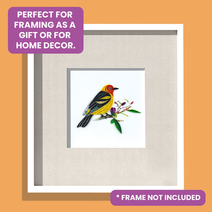 Quilling Western Tanager Bird Tweet-tastic Fun! Hand-Finished Art Greeting Card