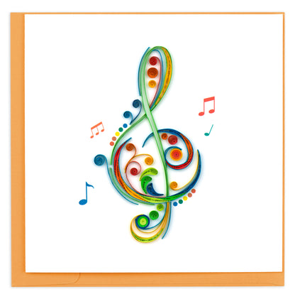 Quilling Treble Clef Musical Note Musician's Friend Hand-Finished Greeting Card
