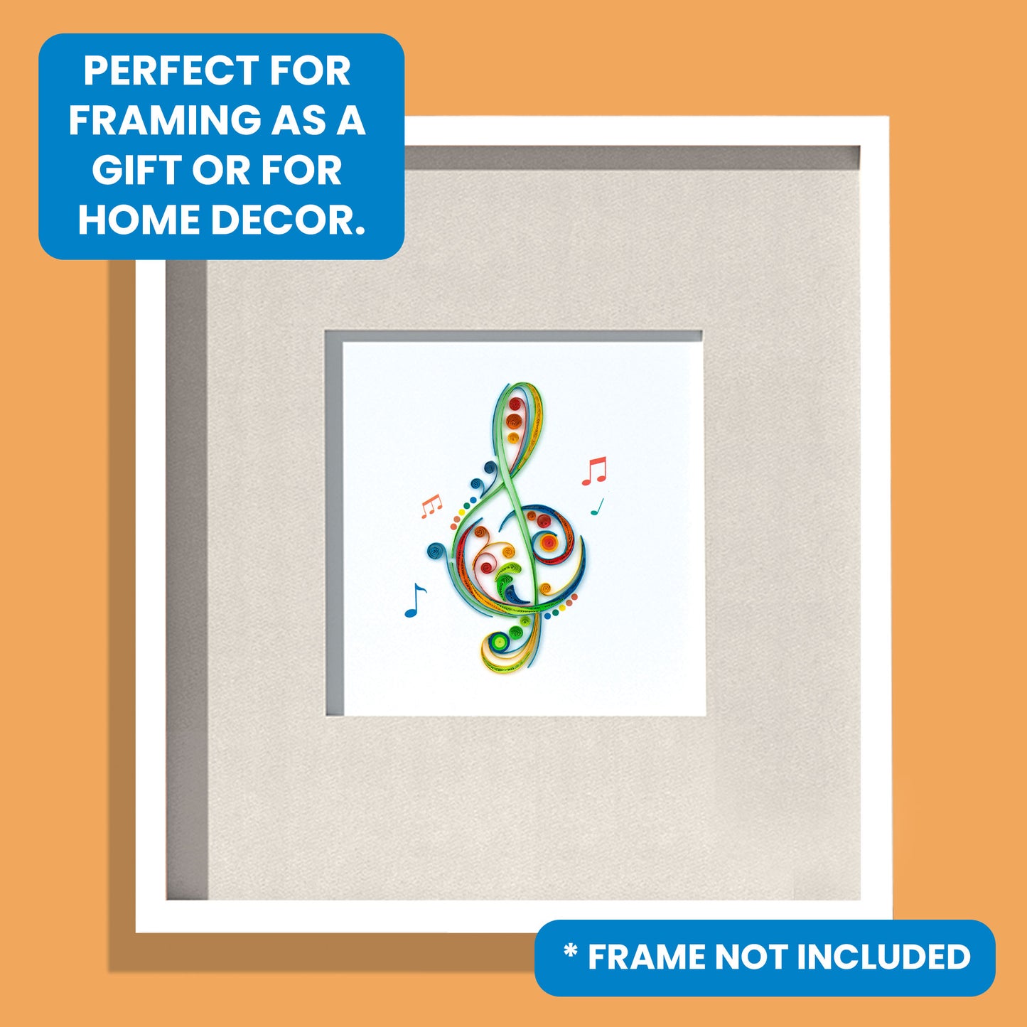 Quilling Treble Clef Musical Note Musician's Friend Hand-Finished Greeting Card