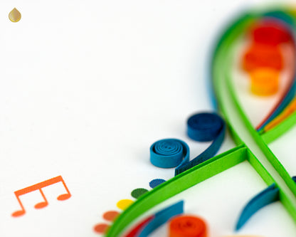 Quilling Treble Clef Musical Note Musician's Friend Hand-Finished Greeting Card