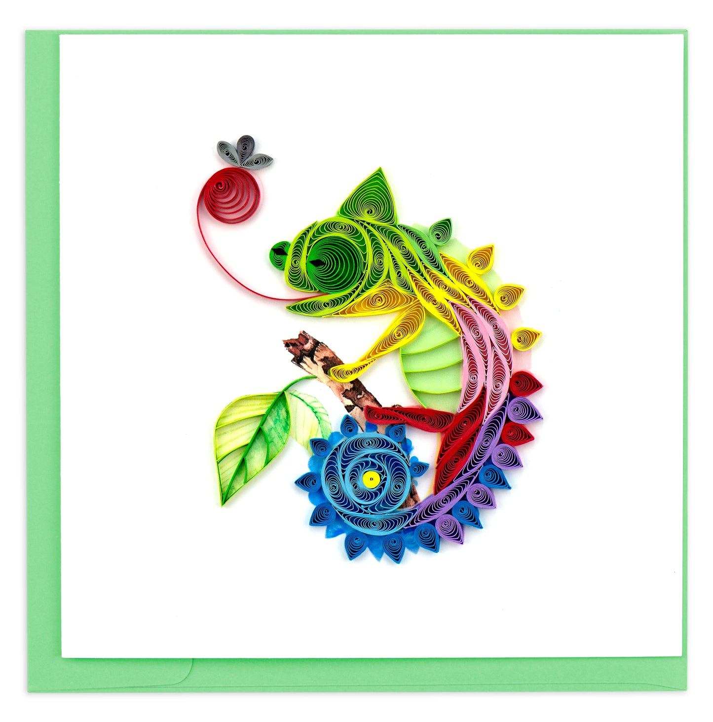 Quilling Colourful Chameleon Colour-Changing Fun! Hand-Finished Art Greeting Card