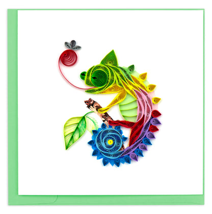 Quilling Colourful Chameleon Colour-Changing Fun! Hand-Finished Art Greeting Card