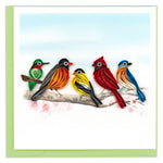 Quilling Five Colourful Perched Songbirds Birdy Band Hand-Finished Greeting Card