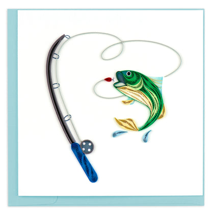 Quilling Fly Fishing Trout-tastic Fun Hand-Finished Art Greeting Card