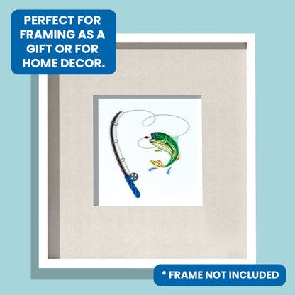 Quilling Fly Fishing Trout-tastic Fun Hand-Finished Art Greeting Card