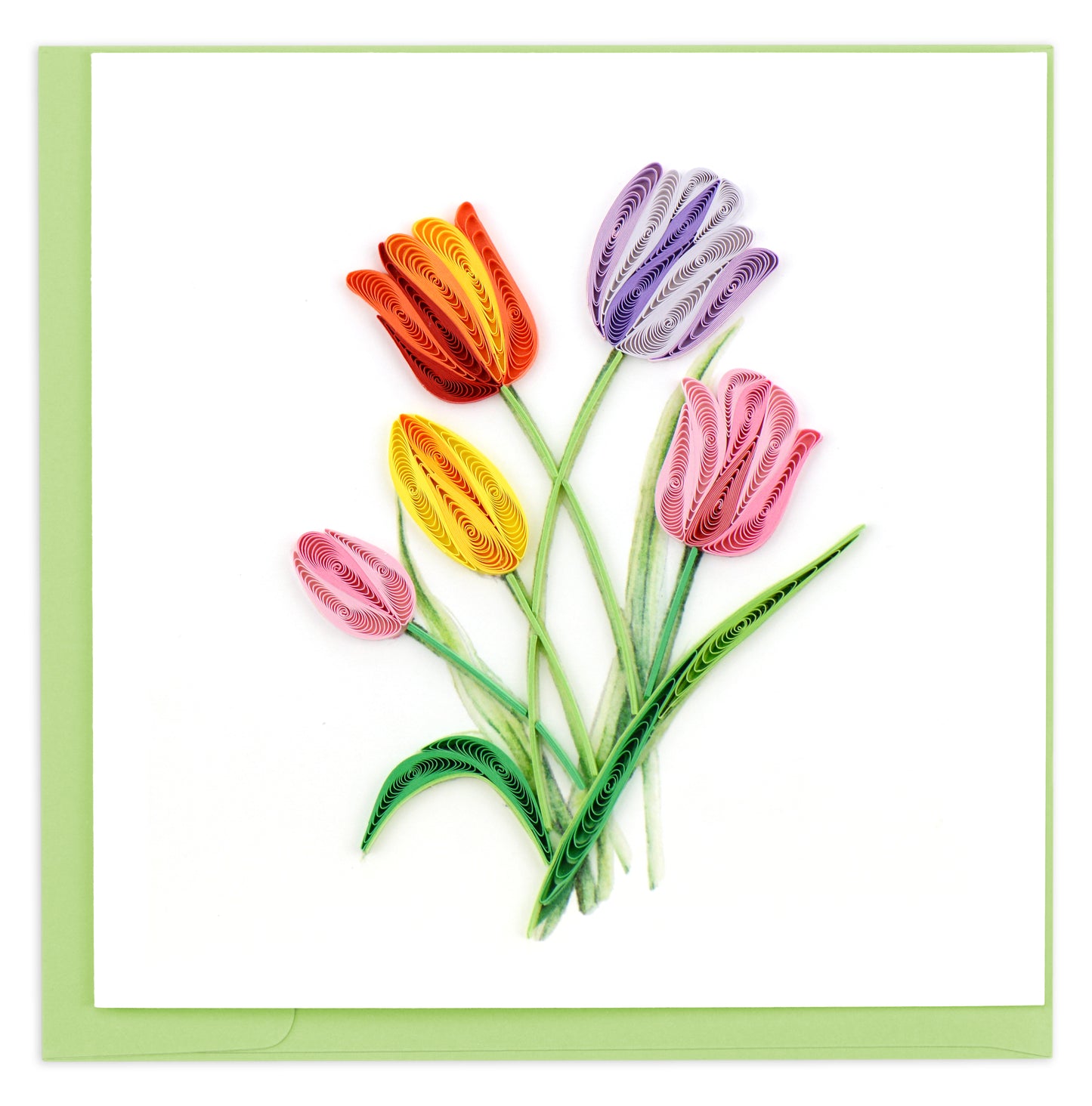 Quilling Colourful Bunch Of Tulips Tulip-tastic Fun! Hand-Finished Greeting Card