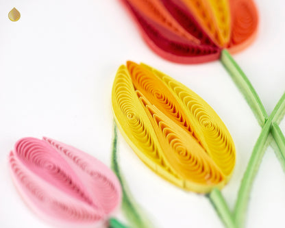 Quilling Colourful Bunch Of Tulips Tulip-tastic Fun! Hand-Finished Greeting Card