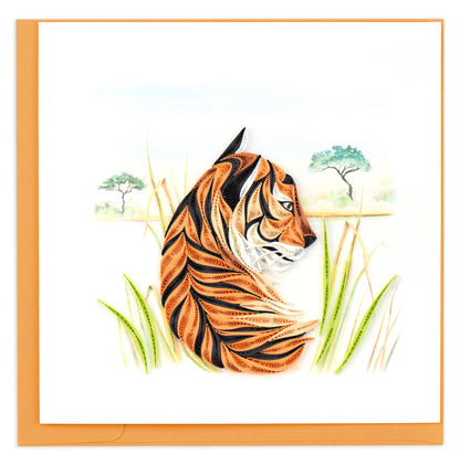 Quilling Majestic Bengal Tiger Stripe Sophistication Hand-Finished Greeting Card