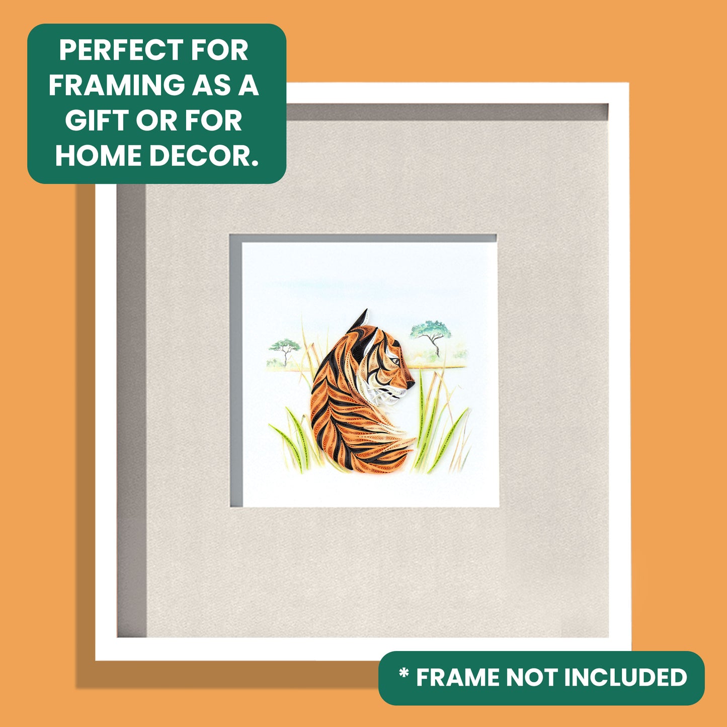 Quilling Majestic Bengal Tiger Stripe Sophistication Hand-Finished Greeting Card