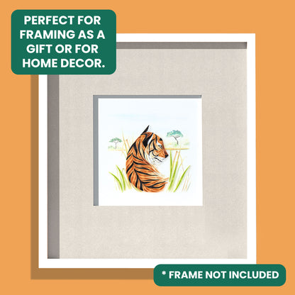 Quilling Majestic Bengal Tiger Stripe Sophistication Hand-Finished Greeting Card