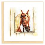 Quilling Horse In Stable Hello Neigh-bour! Hand-Finished Art Greeting Card