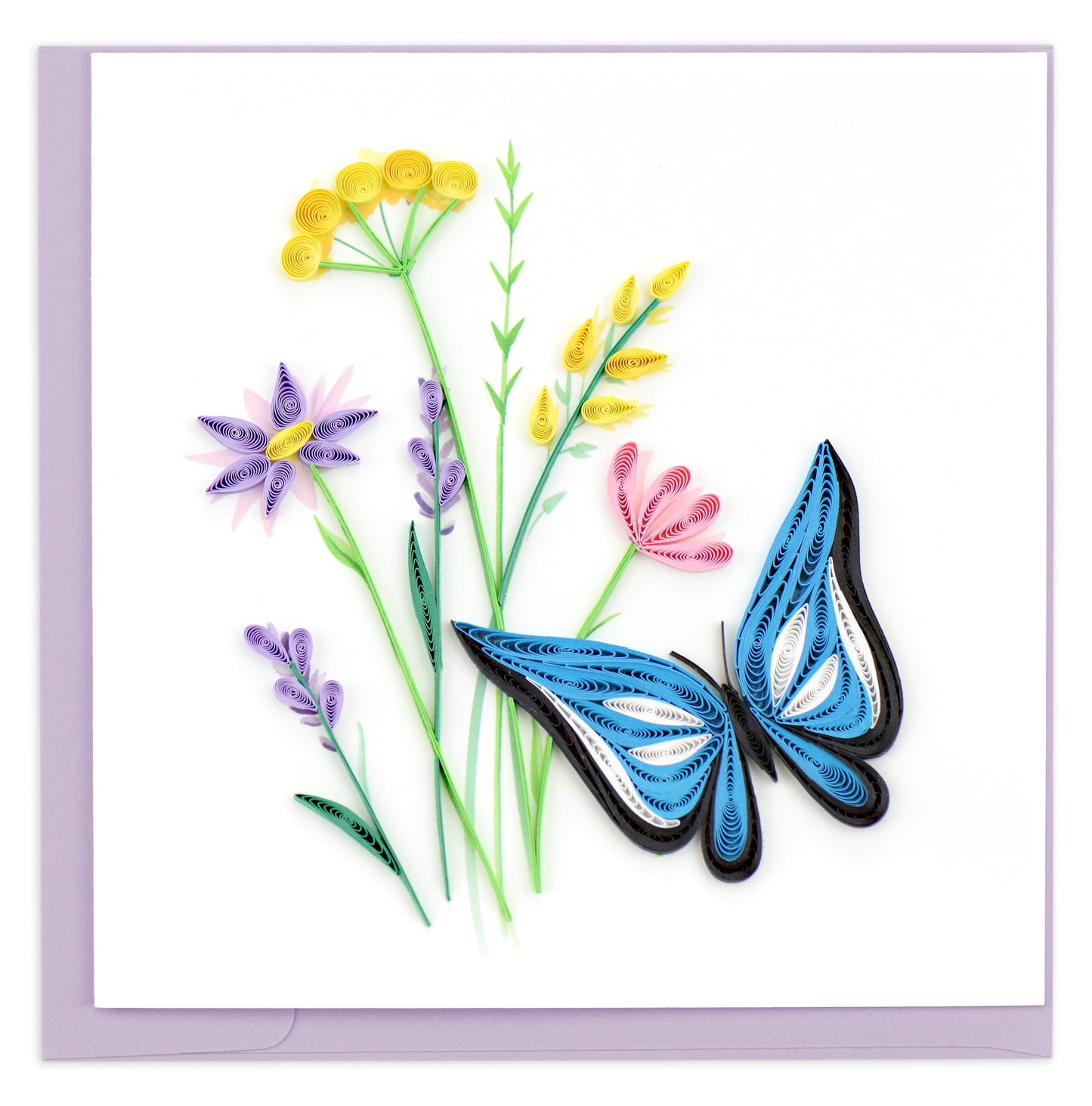 Quilling Blue Butterfly Flutterific Fun! Hand-Finished Art Greeting Card