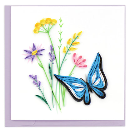 Quilling Blue Butterfly Flutterific Fun! Hand-Finished Art Greeting Card