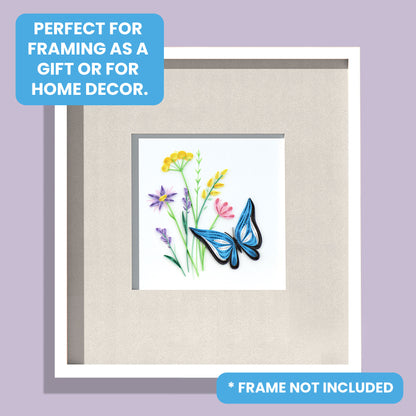 Quilling Blue Butterfly Flutterific Fun! Hand-Finished Art Greeting Card