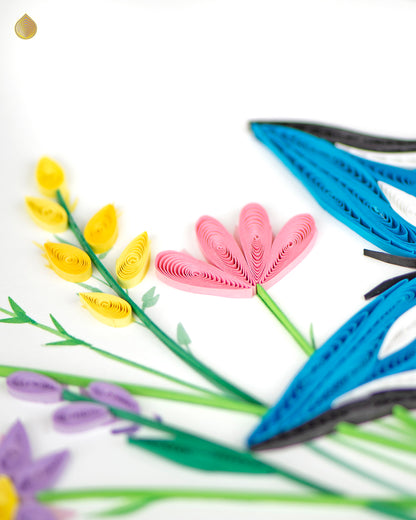 Quilling Blue Butterfly Flutterific Fun! Hand-Finished Art Greeting Card