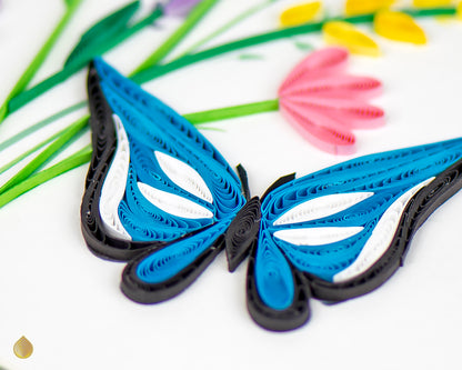 Quilling Blue Butterfly Flutterific Fun! Hand-Finished Art Greeting Card
