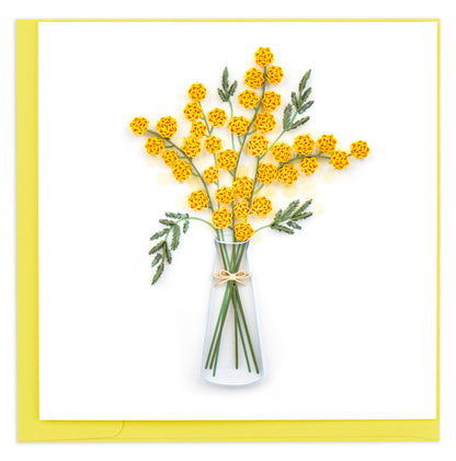 Quilling Mimosa Bouquet Sunshine Flowers Hand-Finished Art Greeting Card