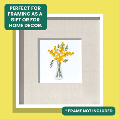 Quilling Mimosa Bouquet Sunshine Flowers Hand-Finished Art Greeting Card