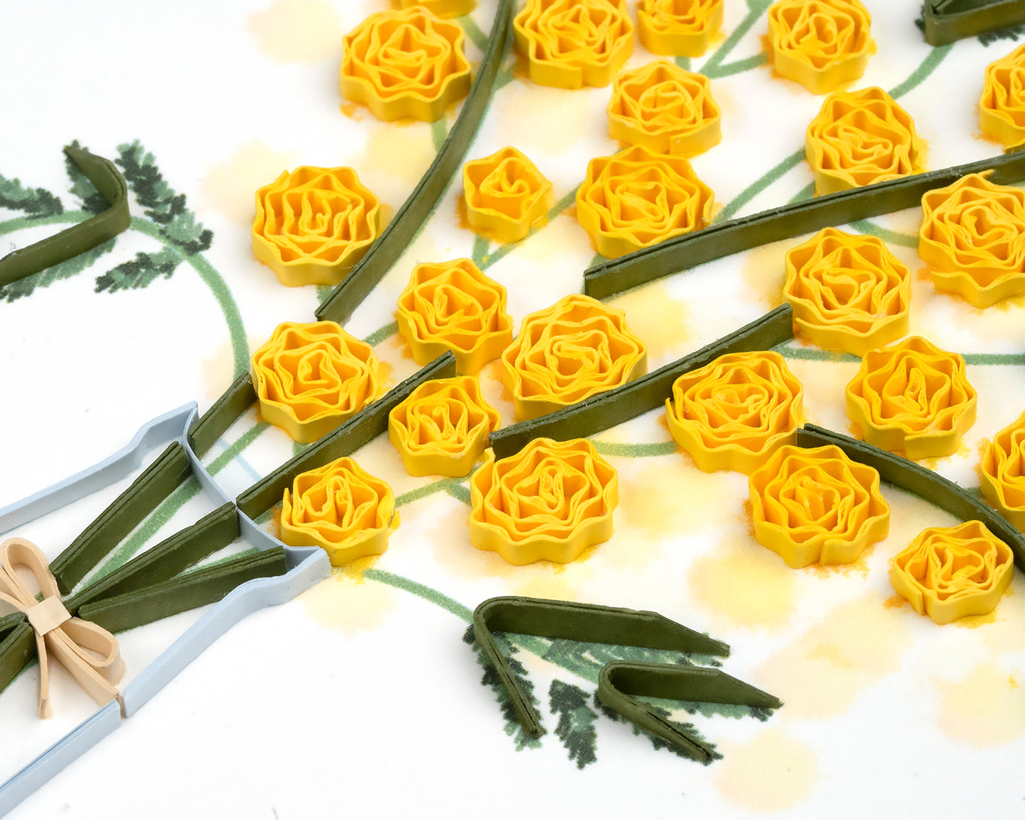 Quilling Mimosa Bouquet Sunshine Flowers Hand-Finished Art Greeting Card