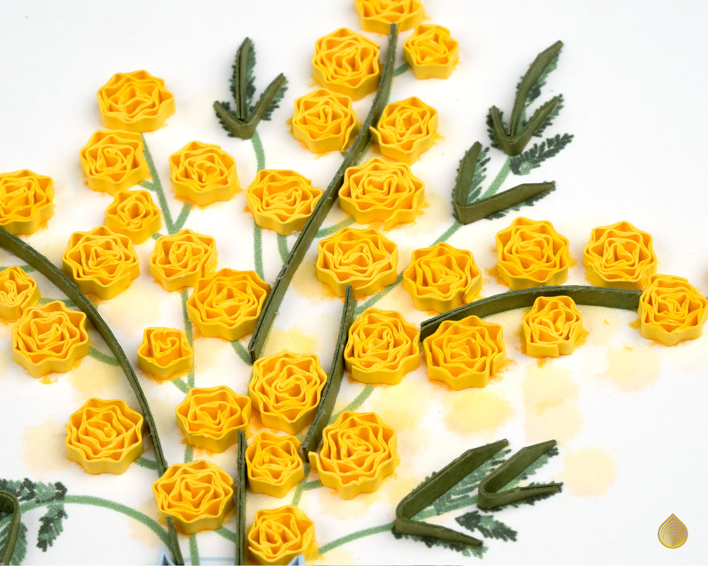 Quilling Mimosa Bouquet Sunshine Flowers Hand-Finished Art Greeting Card