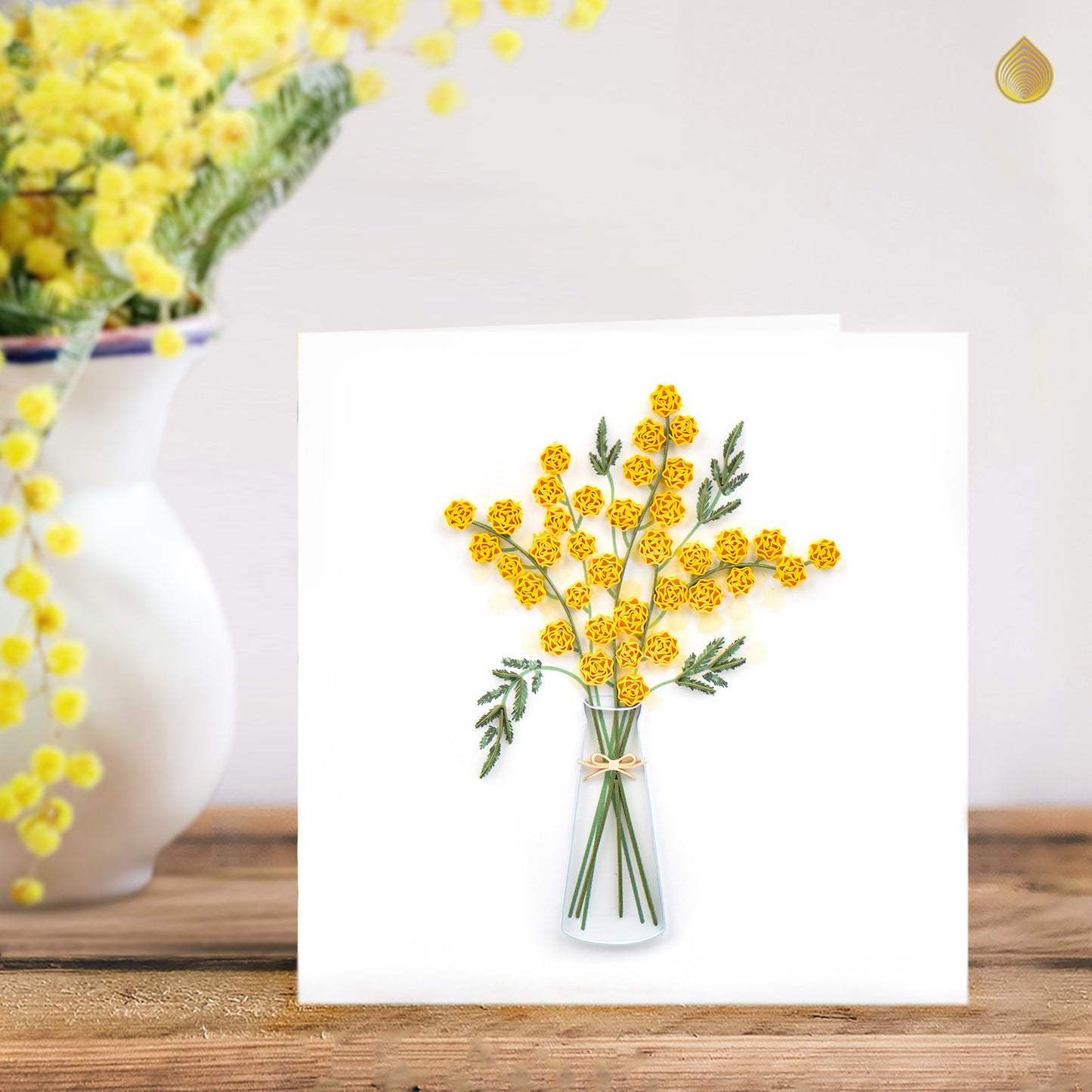 Quilling Mimosa Bouquet Sunshine Flowers Hand-Finished Art Greeting Card
