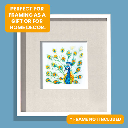Quilling Bright Peacock Bird Feather Fun Hand-Finished Art Greeting Card
