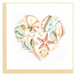 Quilling Heart-Shaped Sea Shells Ocean Romance Hand-Finished Art Greeting Card
