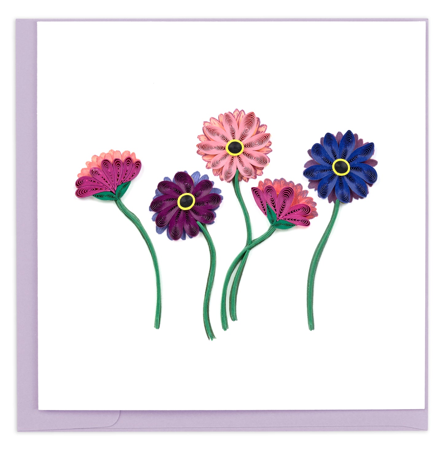 Quilling Vibrant Gerbera Daisies Wildflower Garden Hand-Finished Greeting Card