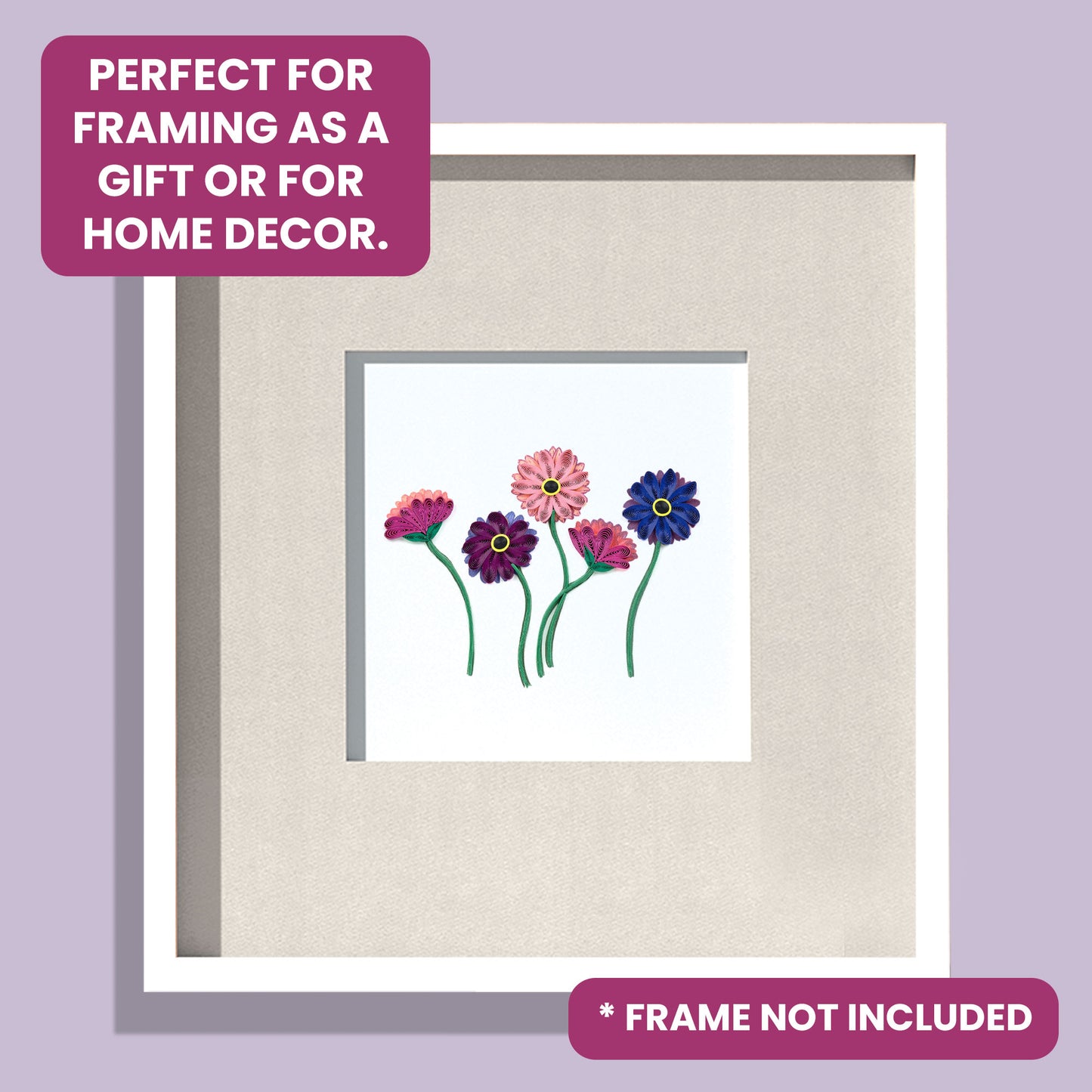 Quilling Vibrant Gerbera Daisies Wildflower Garden Hand-Finished Greeting Card