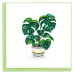 Quilling Green Monstera Pot Plant  Lover Hand-Finished Art Greeting Card