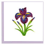 Quilling Purple Iris Flower Purple Petal Power! Hand-Finished Art Greeting Card