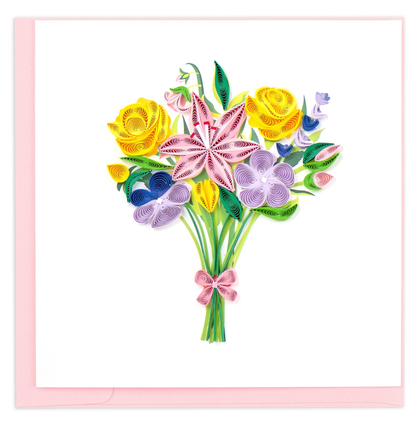 Quilling Bright Spring Tied Bouquet Springtime Treat Hand-Finished Greeting Card