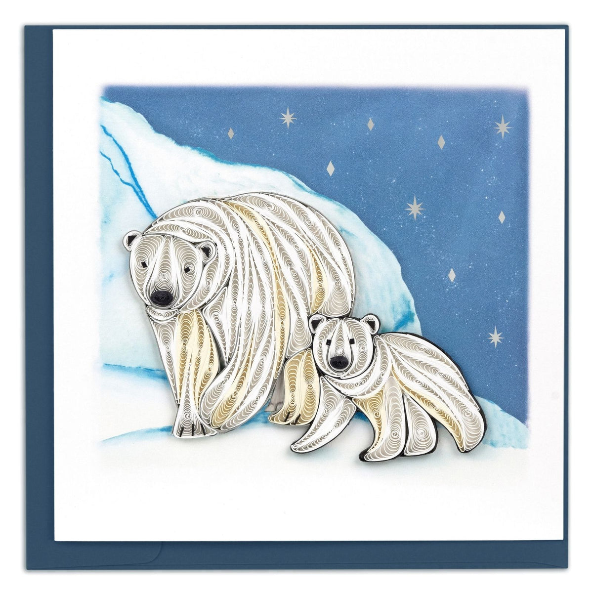 Quilling Christmas Card Polar Bears In The Snow Quilled Art Hand-Finished Design