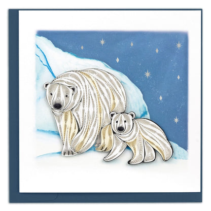 Quilling Christmas Card Polar Bears In The Snow Quilled Art Hand-Finished Design