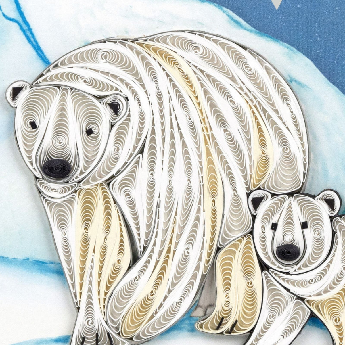 Quilling Christmas Card Polar Bears In The Snow Quilled Art Hand-Finished Design